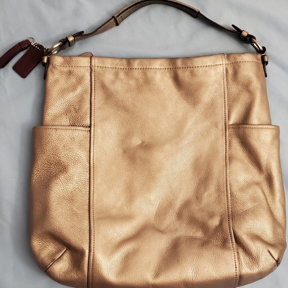 Silver Metallic Leather Coach Purse